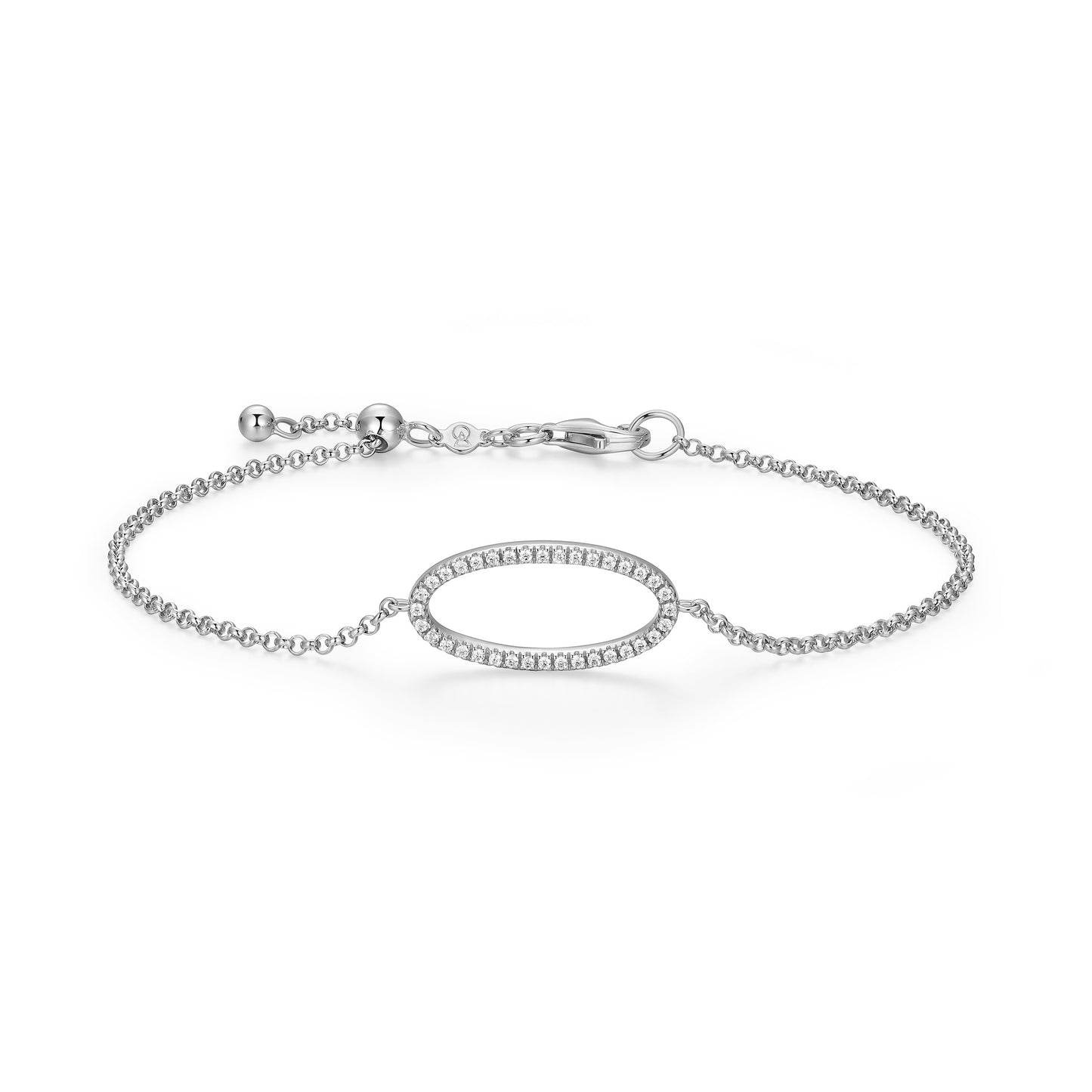 BB0276W - Open Oval Lab-Created Diamond Bolo Bracelet | m by monte luna