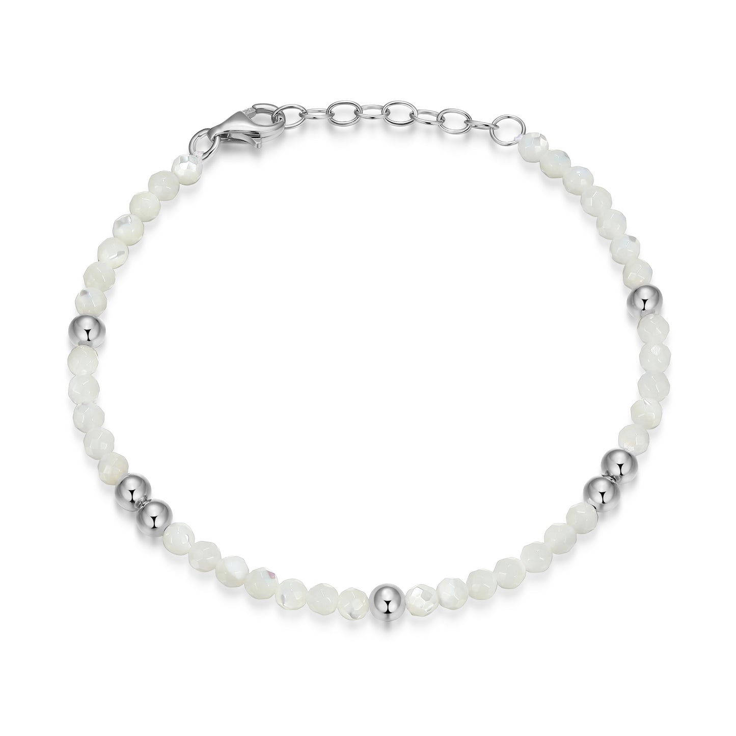 RB0205 - Mother-of-Pearl & Sterling Silver Beaded Bracelet | reign