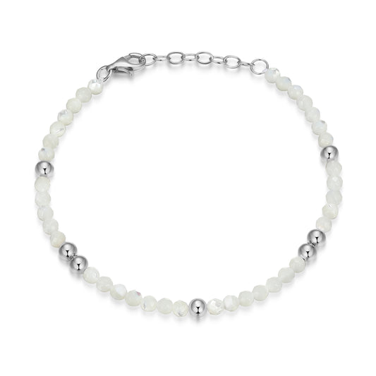 RB0205 - Mother-of-Pearl & Sterling Silver Beaded Bracelet | reign