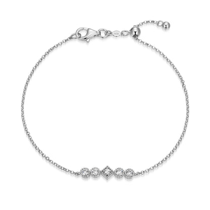 BN0299Y - Round & Diamond Beaded Halo Bolo Bracelet | m by monte luna