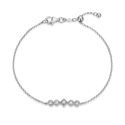 BN0299Y - Round & Diamond Beaded Halo Bolo Bracelet | m by monte luna