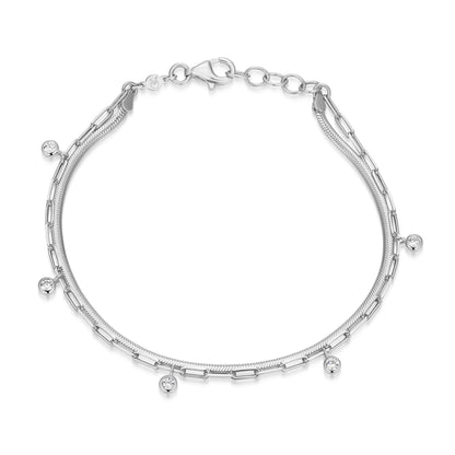 BB0306W - Dangling Station Double Chain Bracelet | m by monte luna