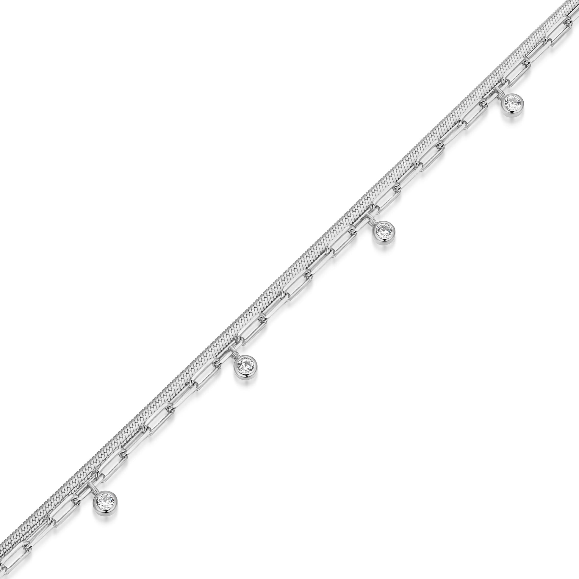 BB0306W - Dangling Station Double Chain Bracelet | m by monte luna