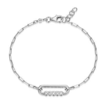 BB0304W - Bezel-Set Paperclip Link Bracelet | m by monte luna