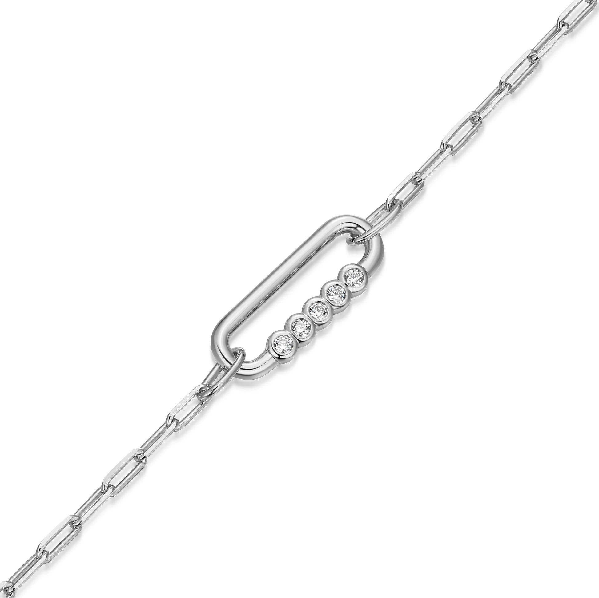 BB0304W - Bezel-Set Paperclip Link Bracelet | m by monte luna