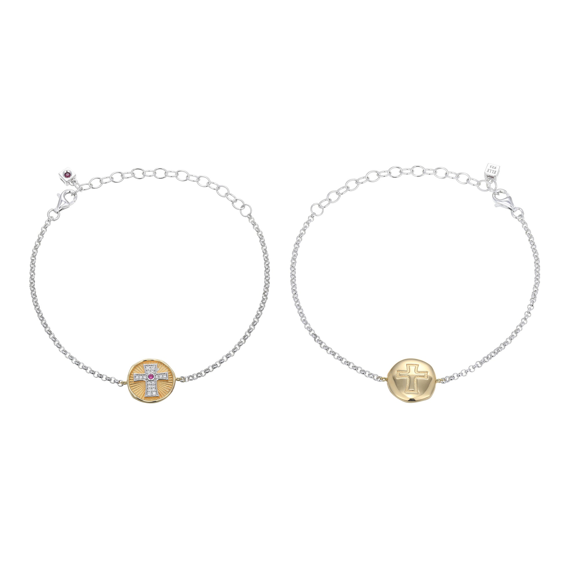 LB0263 - Bohemian Cross Lab-Created Ruby Reversible Bracelet | elle