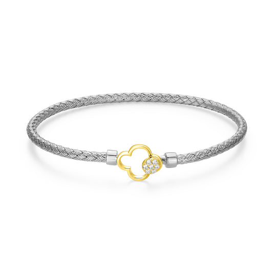 CB0200 - Two-Tone Clover Original Mesh Bangle | charles garnier