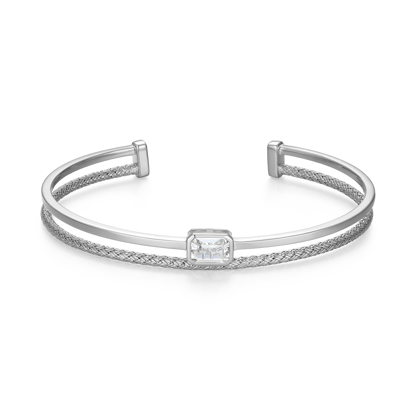 CB0206 - Dual-Band Created White Sapphire Original Mesh Cuff | charles garnier