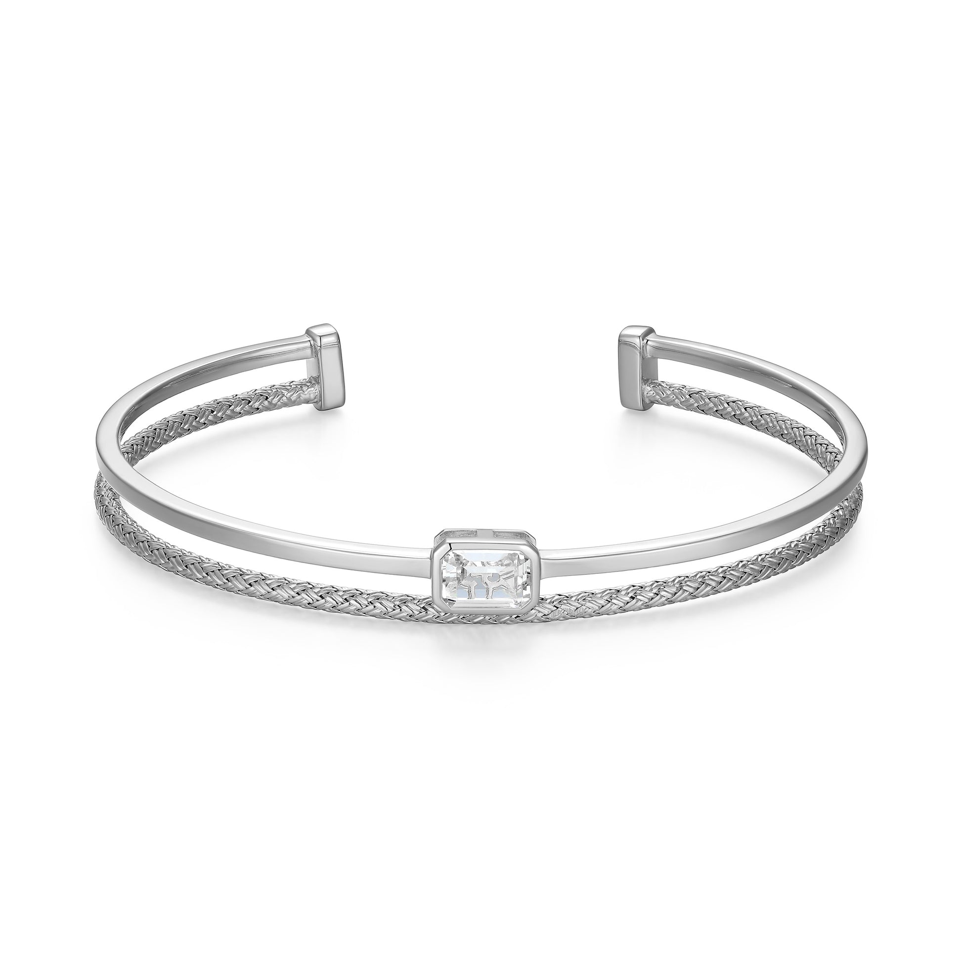 CB0206 - Dual-Band Created White Sapphire Original Mesh Cuff | charles garnier