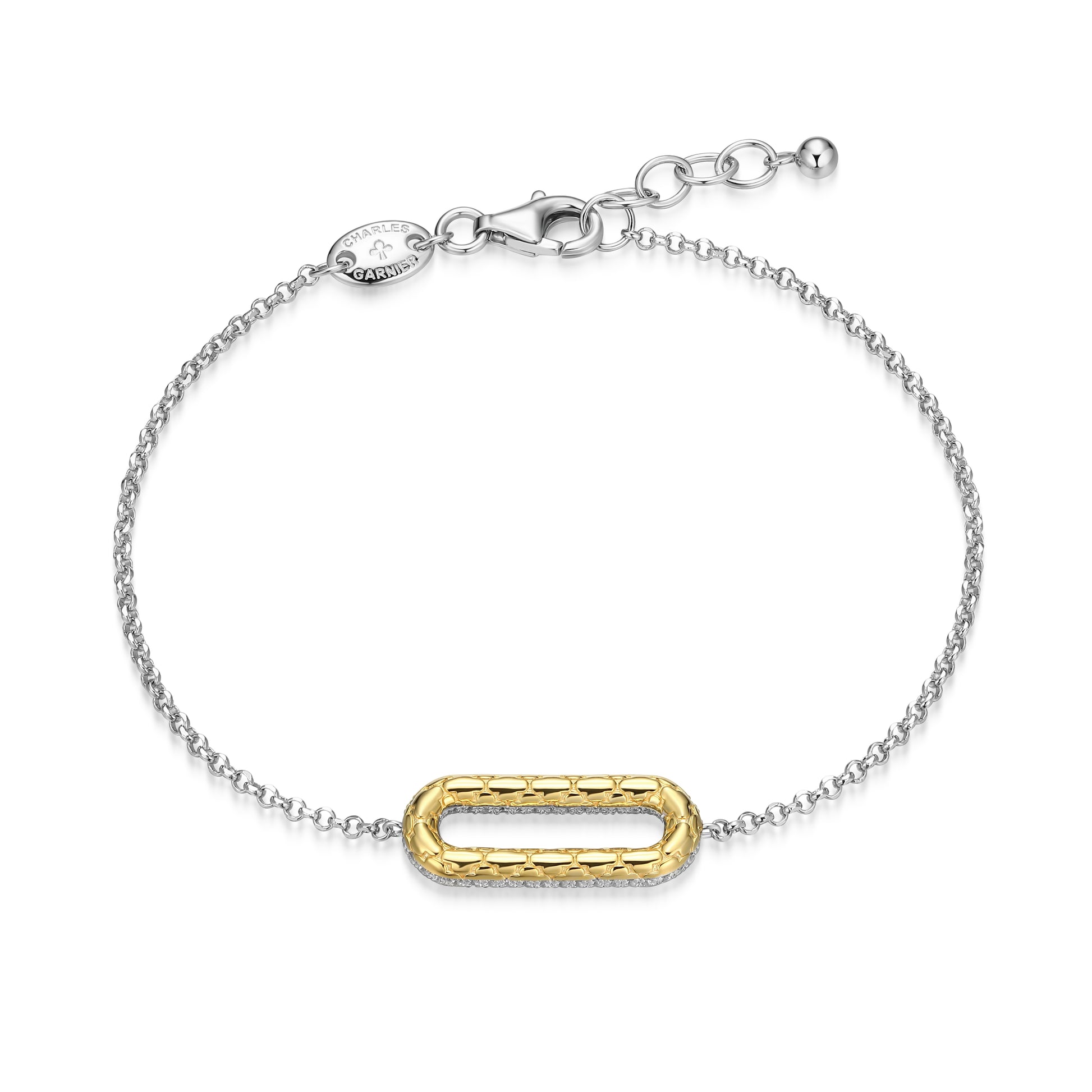 CB0222 - Reversible Pavé-Quilted Paperclip Bracelet | Paris 1901