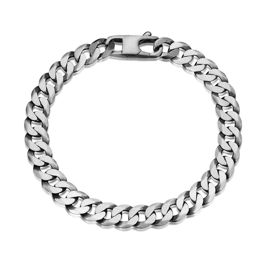 Italian Chain Brushed Gunmetal Curb Bracelet - 8.5" - UB28 | ethos