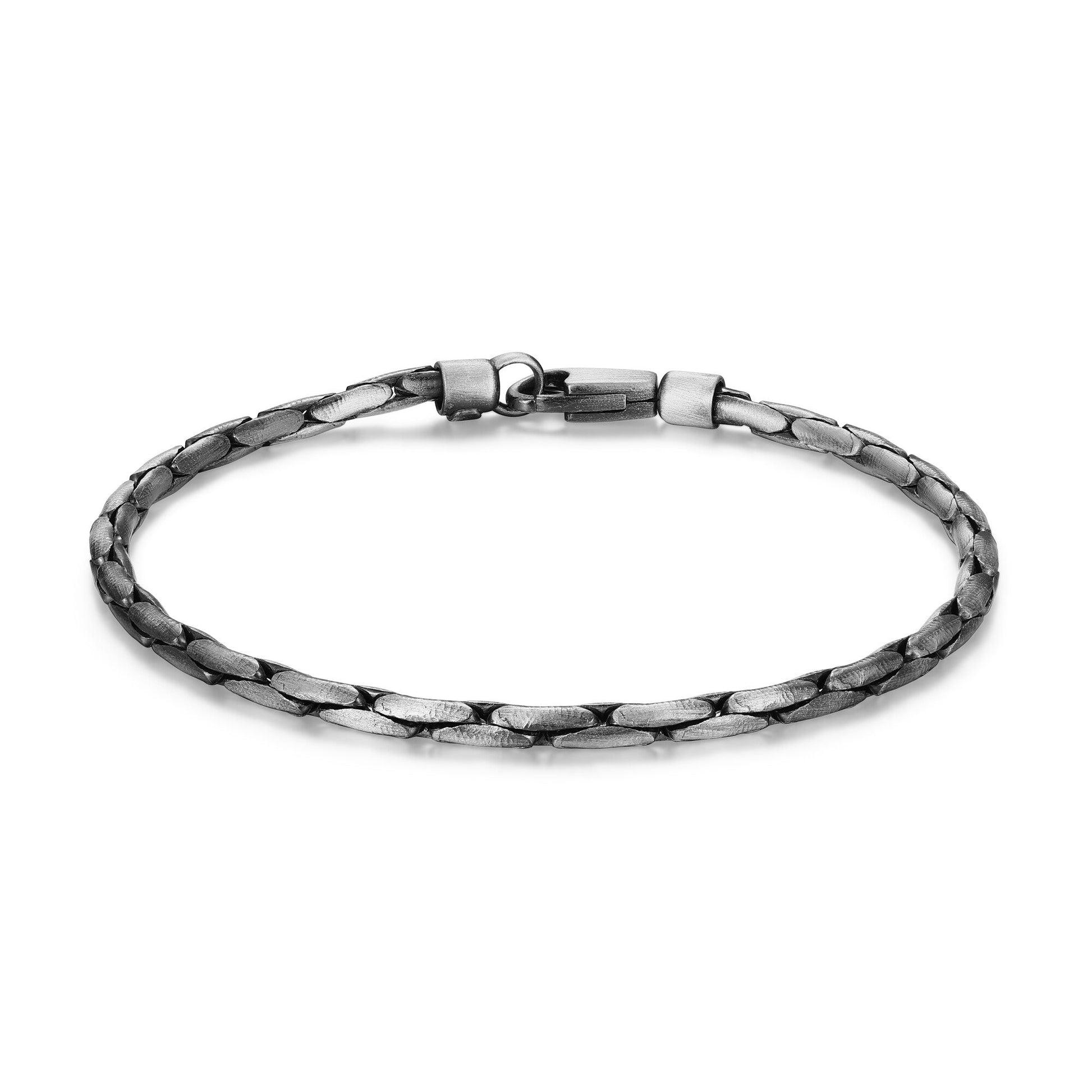 Italian Chain Brushed Gunmetal Boston Bracelet - 8.5" - UB30 | ethos