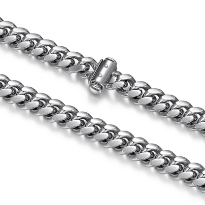 Italian Chain Rhodium Plated Oval Curb Bracelet with Push Lock - 8.5" - UB32 | ethos