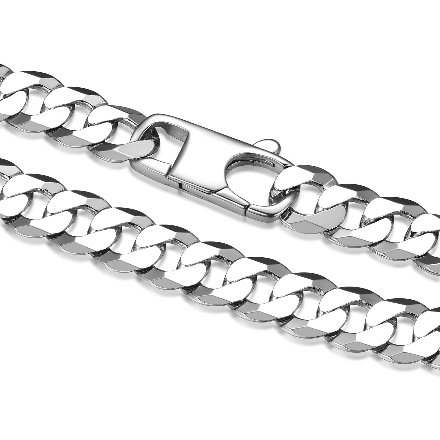 Italian Chain Rhodium Plated Flat Curb Bracelet - 8.5" - UB33 | ethos