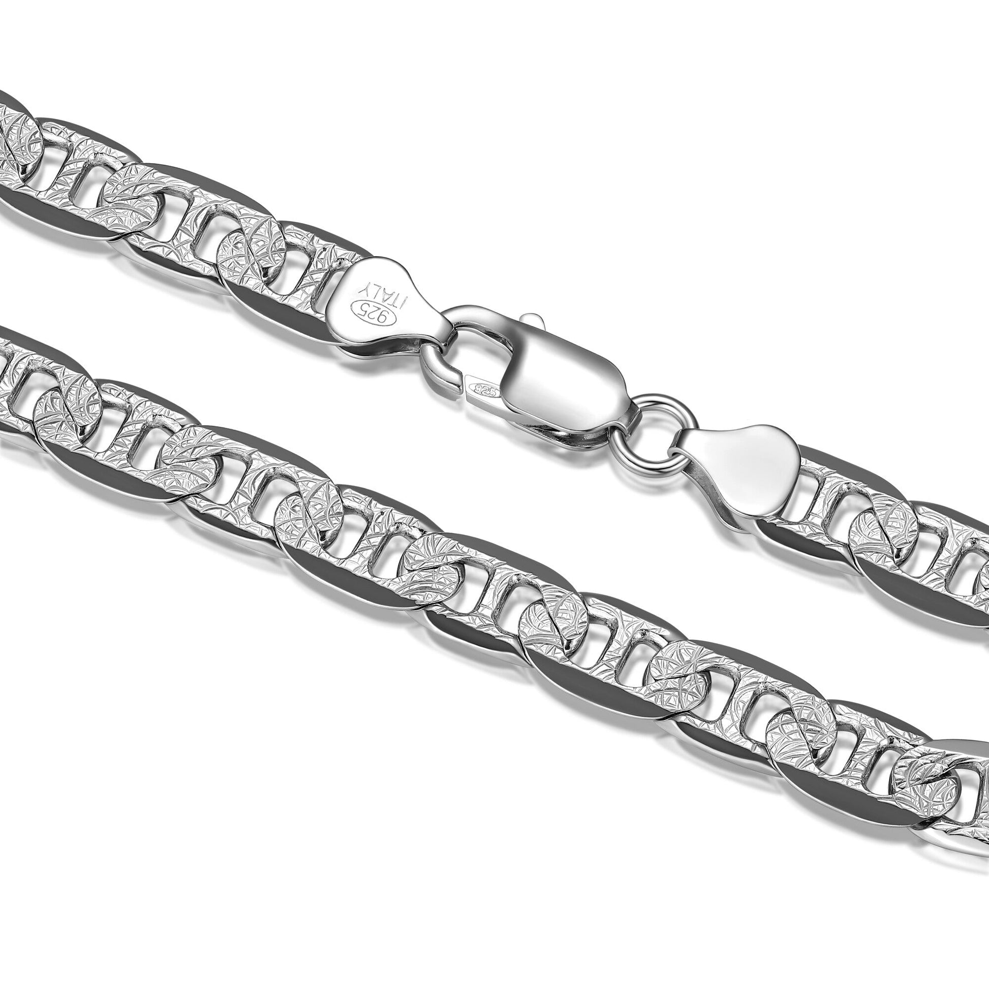 Italian Chain Rhodium Plated Marine Bracelet - 8.5" - UB38 | ethos