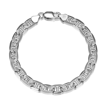 Italian Chain Rhodium Plated Marine Bracelet - 8.5" - UB38 | ethos