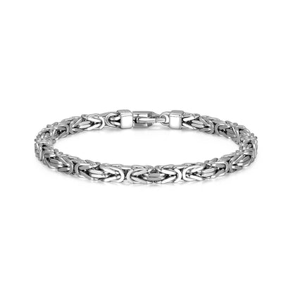 Italian Chain Rhodium Plated Byzantine Chain Bracelet - 8.5" - UB0004M | ethos