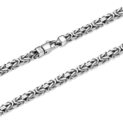 Italian Chain Rhodium Plated Byzantine Chain Bracelet - 8.5" - UB0004M | ethos
