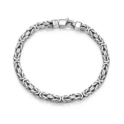 Italian Chain Rhodium Plated Byzantine Chain Bracelet - 8.5" - UB0004M | ethos