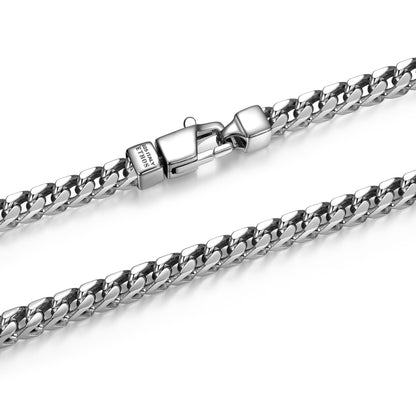 Italian Chain Rhodium Plated 4-Side Franco Chain Bracelet - 8.5" - UB0002M | ethos