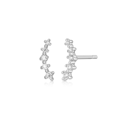 Climber Stud Earrings in Rhodium-Plated Sterling Silver | M by Monte Luna