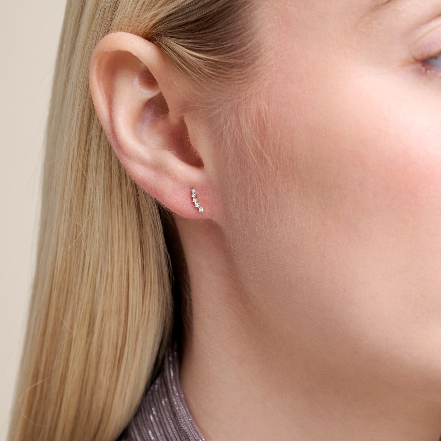 Climber Stud Earrings in Rhodium-Plated Sterling Silver | M by Monte Luna