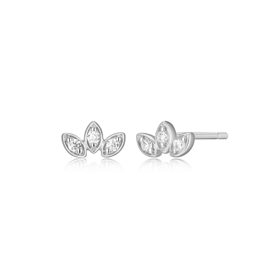 Triple Marquis Stud Earrings in Rhodium-Plated Sterling Silver | M by Monte Luna