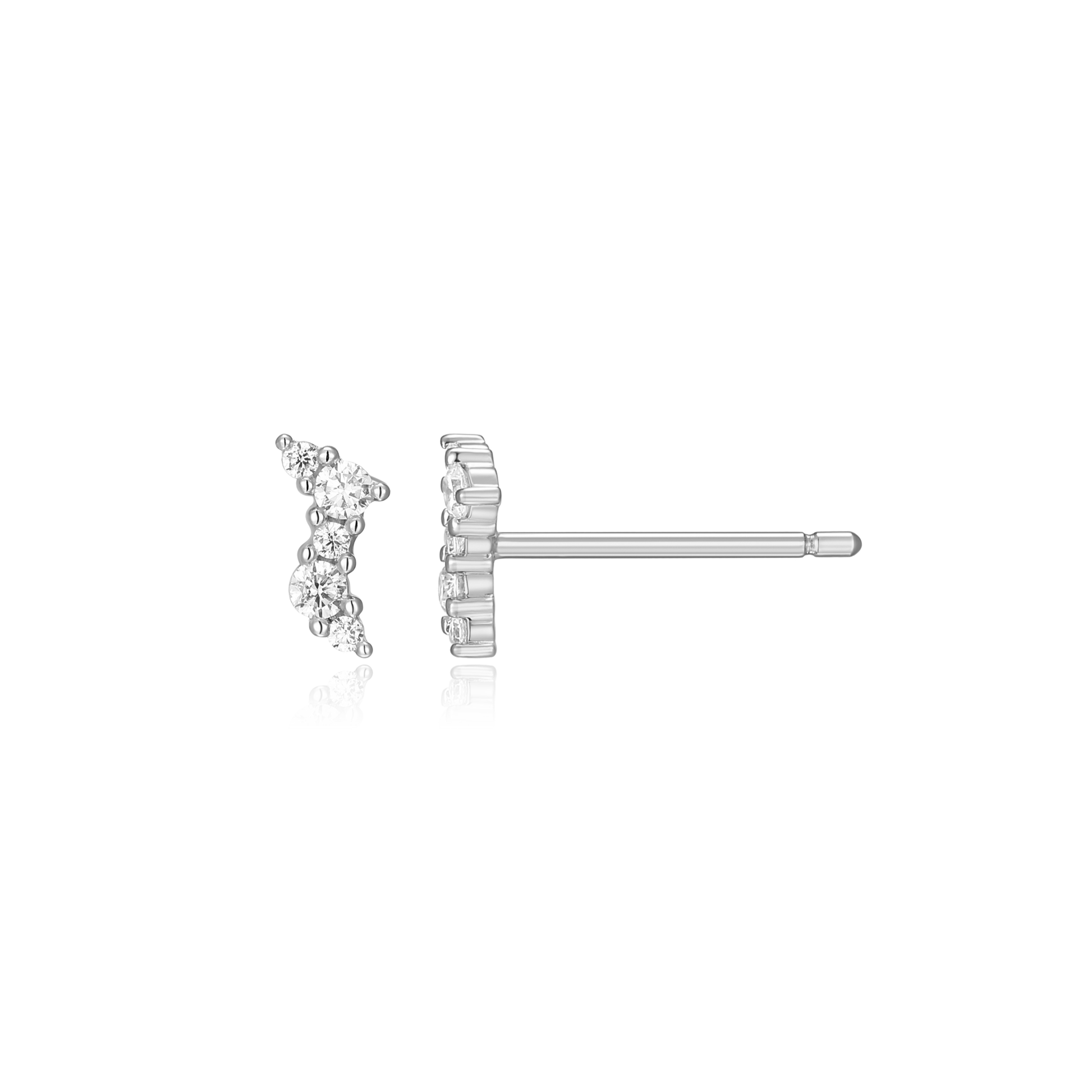 Scattered Lab-Created Diamond Stud Earrings in Rhodium-Plated Sterling Silver | M by Monte Luna
