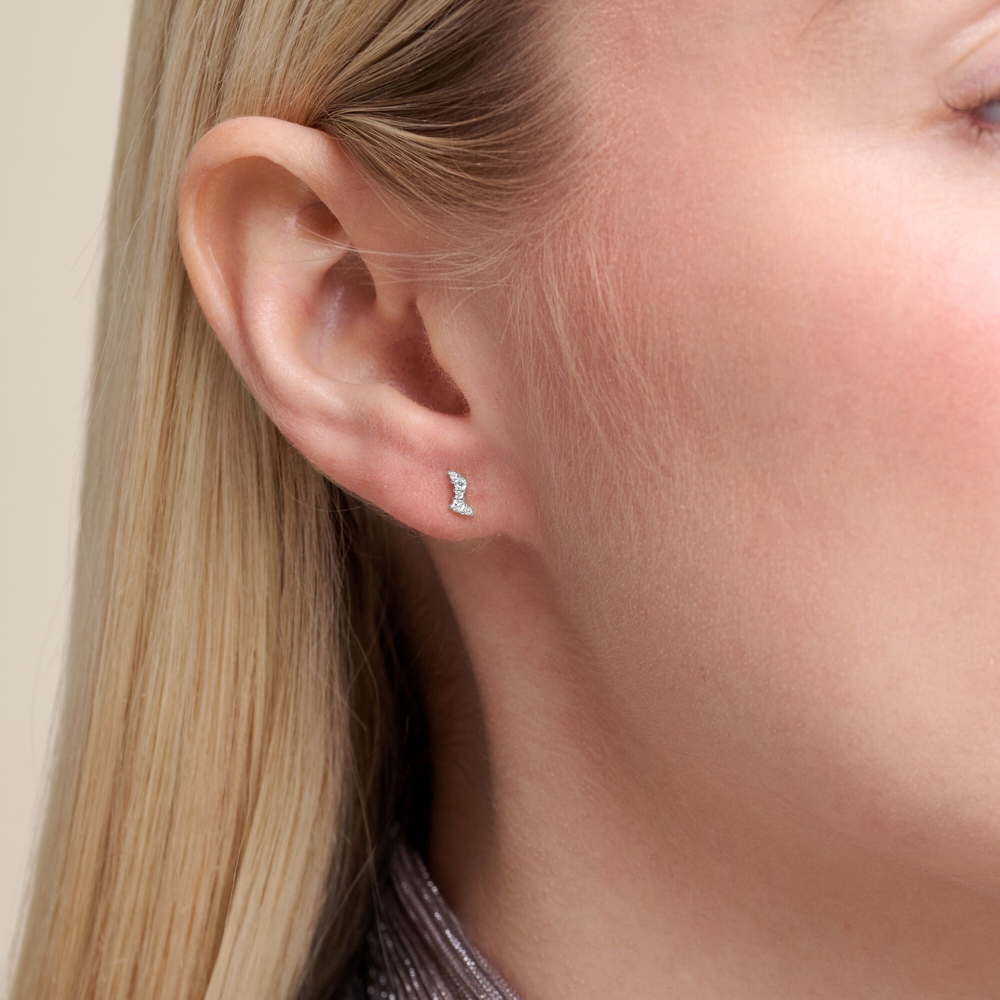 Scattered Lab-Created Diamond Stud Earrings in Rhodium-Plated Sterling Silver | M by Monte Luna