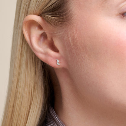 Scattered Lab-Created Diamond Stud Earrings in Rhodium-Plated Sterling Silver | M by Monte Luna