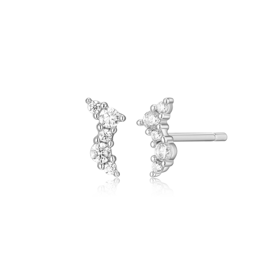 Scattered Lab-Created Diamond Stud Earrings in Rhodium-Plated Sterling Silver | M by Monte Luna