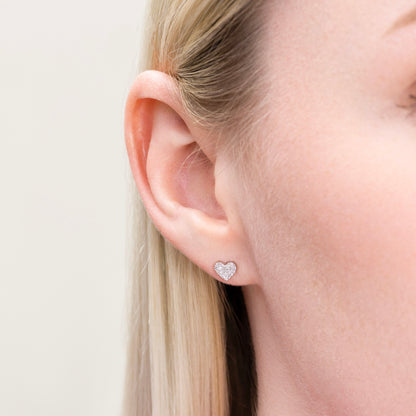 Heart Stud Earrings in Rhodium-Plated Sterling Silver | M by Monte Luna