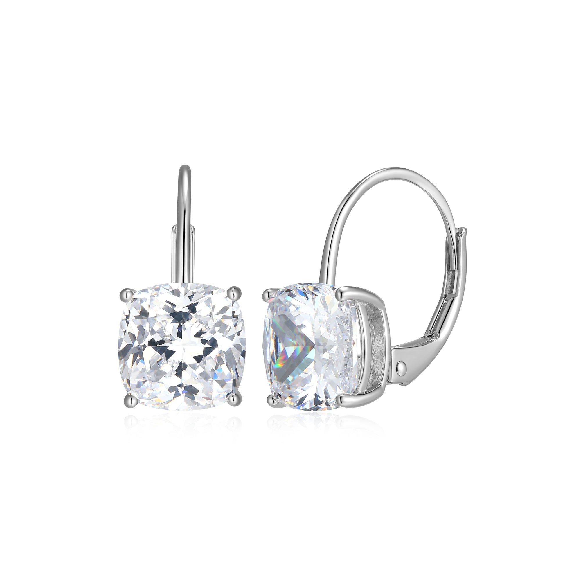 RE0185W - Cushion-Cut CZ Leverback Earrings | reign
