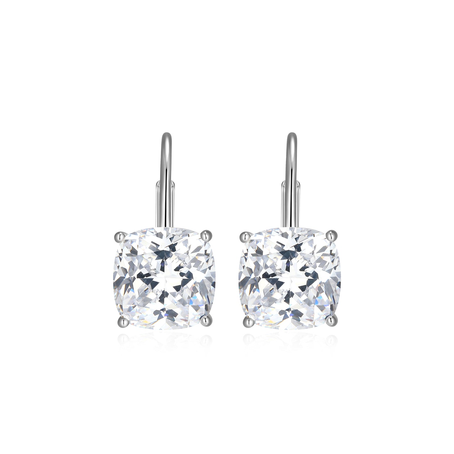 RE0185W - Cushion-Cut CZ Leverback Earrings | reign