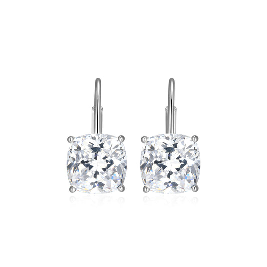 RE0185W - Cushion-Cut CZ Leverback Earrings | reign