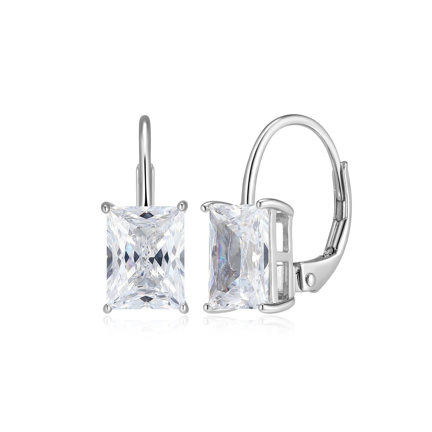 RE0186W - Straight Baguette-Cut CZ Leverback Earrings | reign