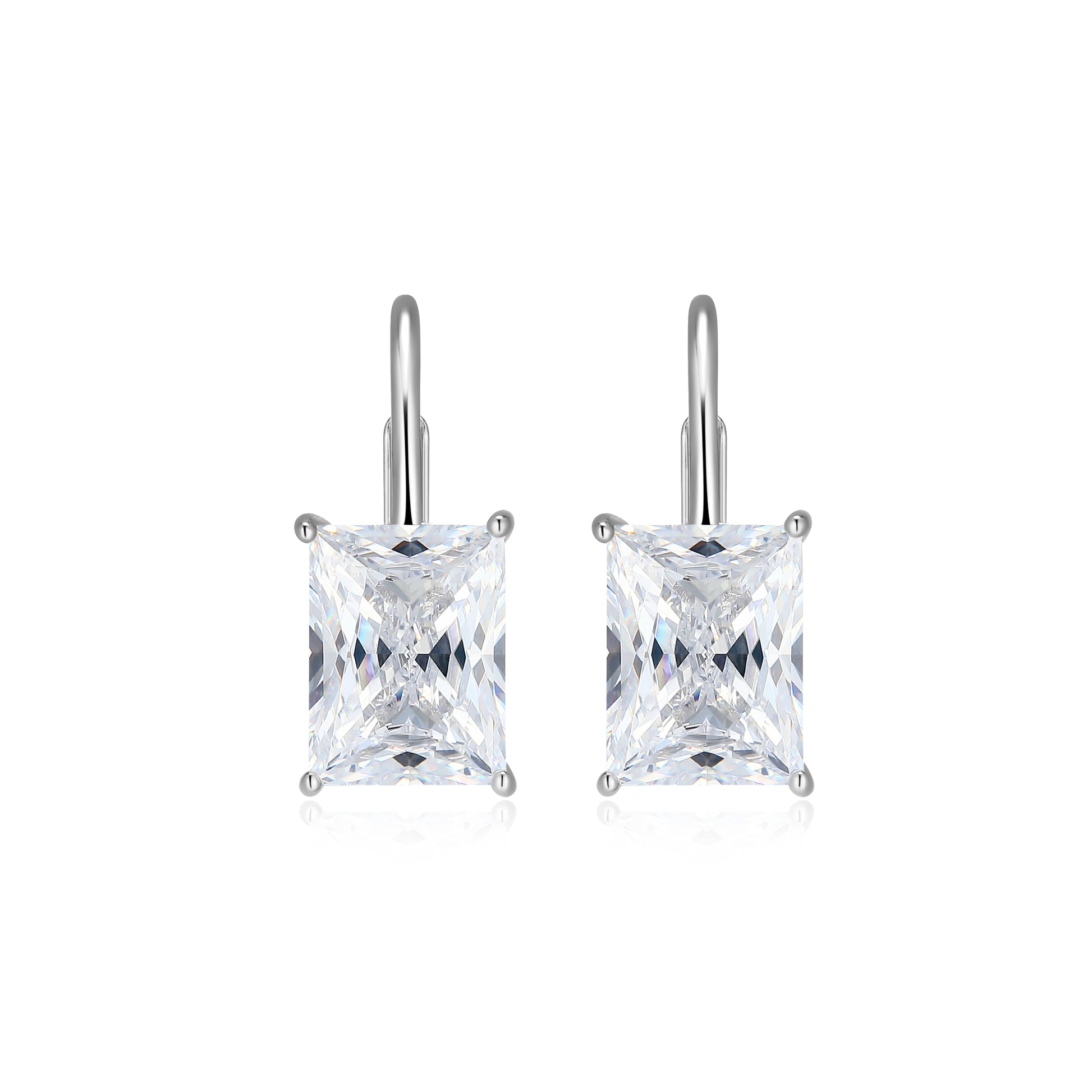 RE0186W - Straight Baguette-Cut CZ Leverback Earrings | reign