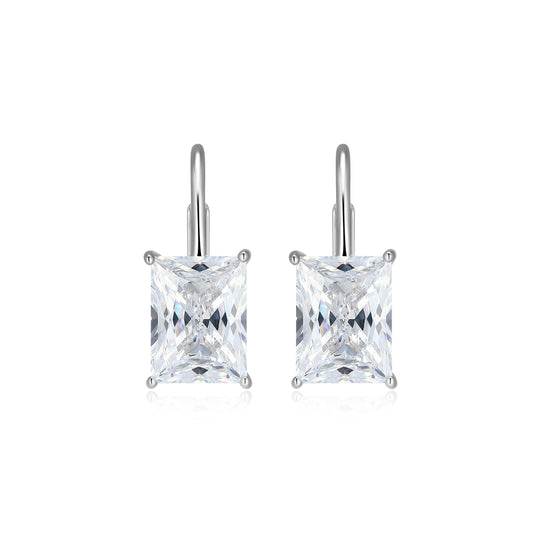RE0186W - Straight Baguette-Cut CZ Leverback Earrings | reign