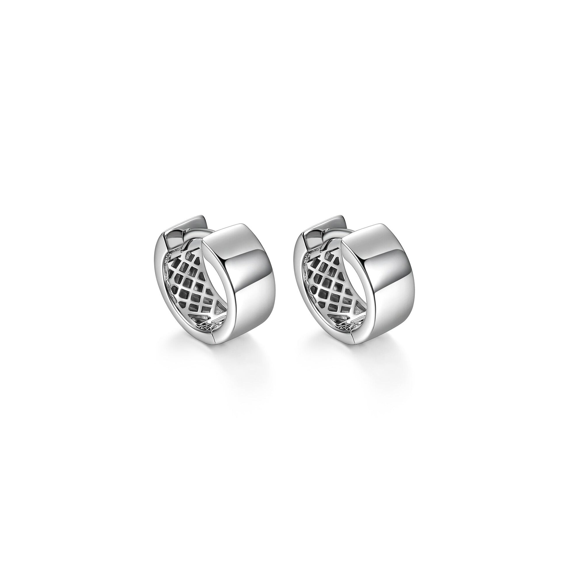 Basic Rhodium Plated Sterling Silver Huggie Earrings - UE23R | ethos