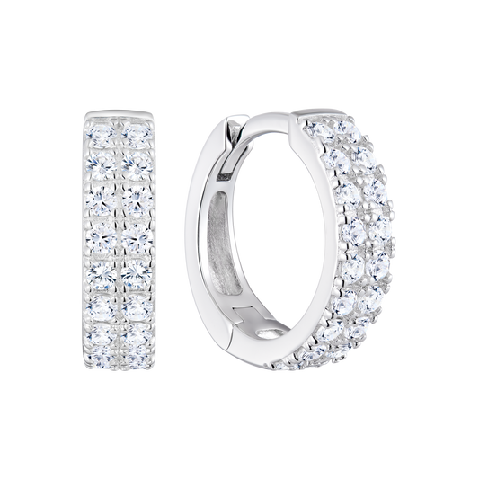 Double Row Hoop Earrings in Rhodium-Plated Sterling Silver | M by Monte Luna