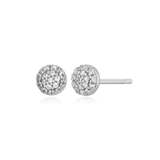 Round Cluster Stud Earrings in Rhodium-Plated Sterling Silver | M by Monte Luna