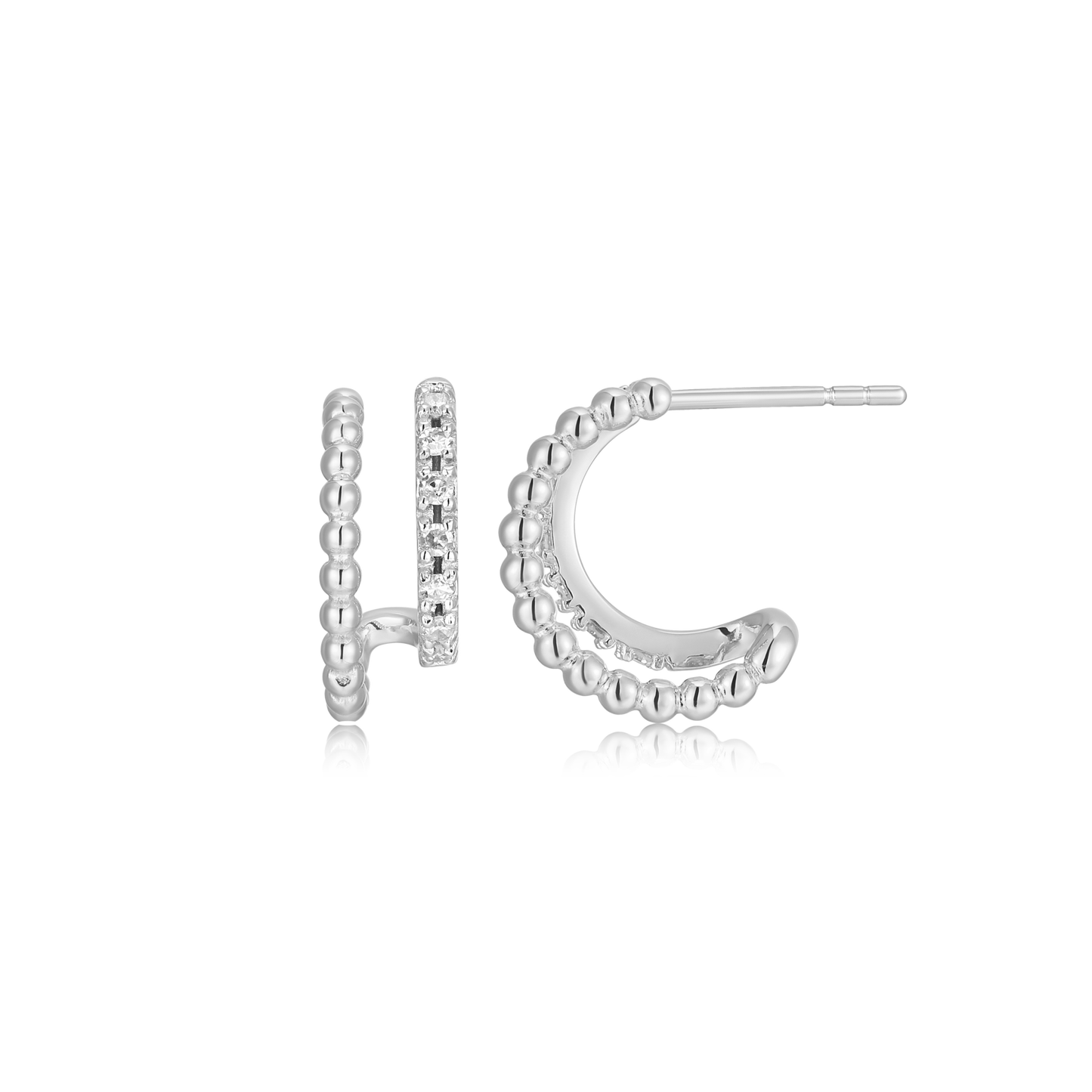 Rope Multi-Hoop Stud Earrings in Rhodium-Plated Sterling Silver | M by Monte Luna