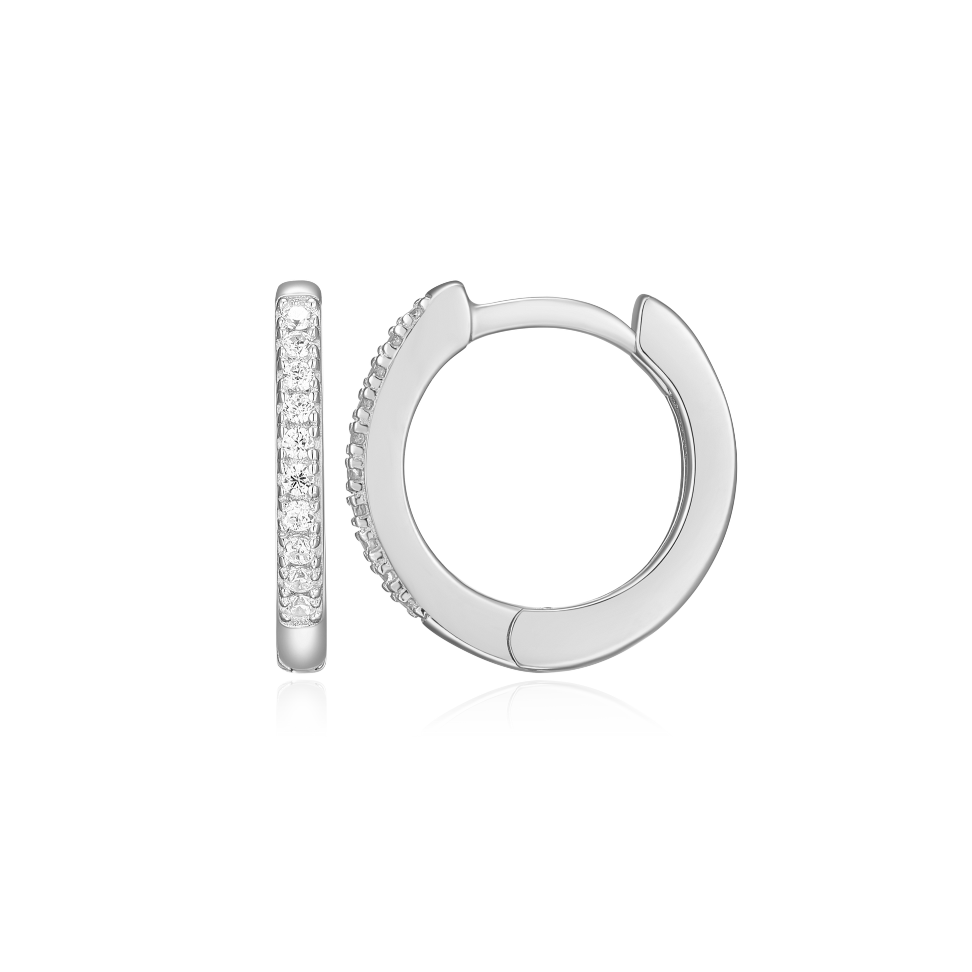 Single Row Hoop Earrings in Rhodium-Plated Sterling Silver | M by Monte Luna