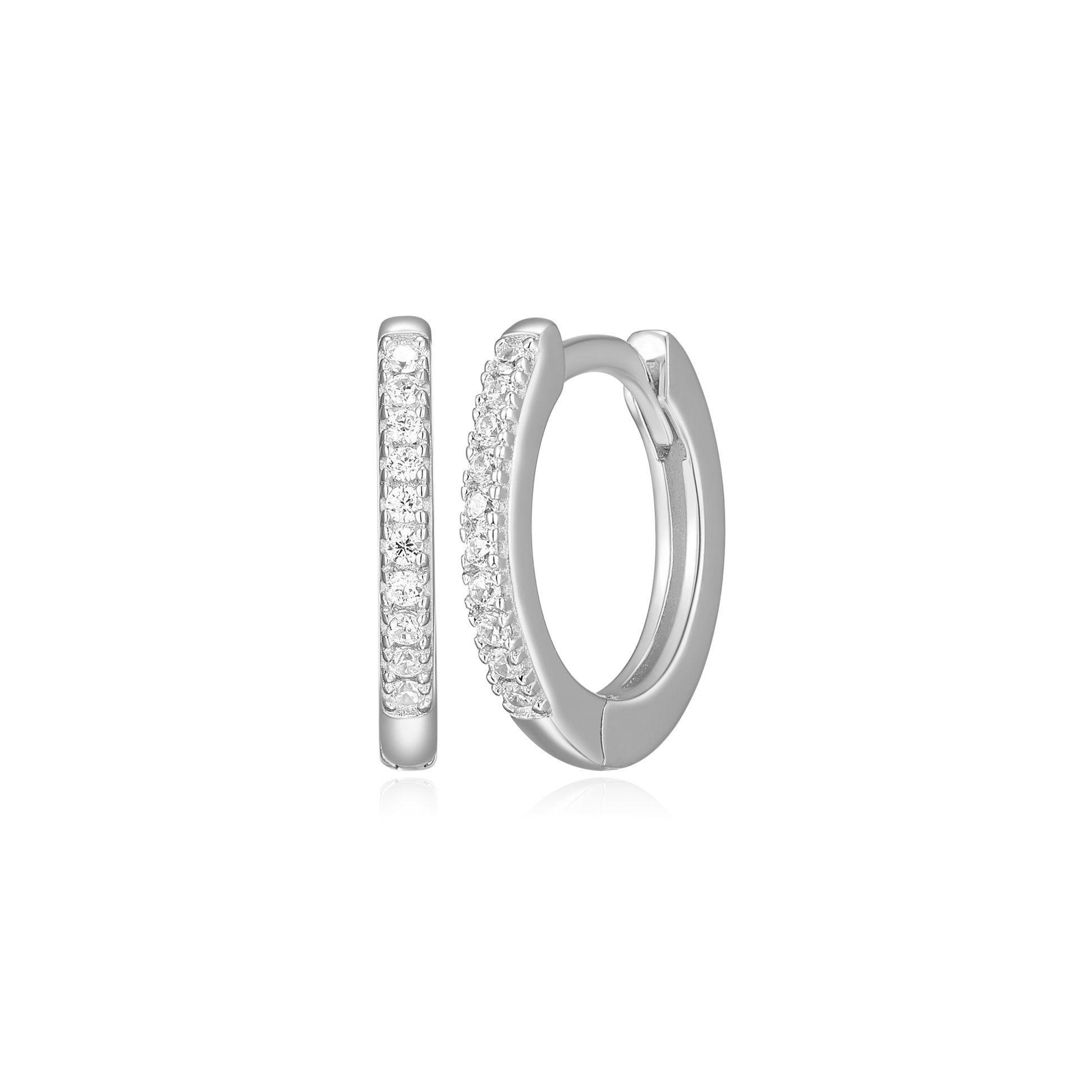 Single Row Hoop Earrings in Rhodium-Plated Sterling Silver | M by Monte Luna