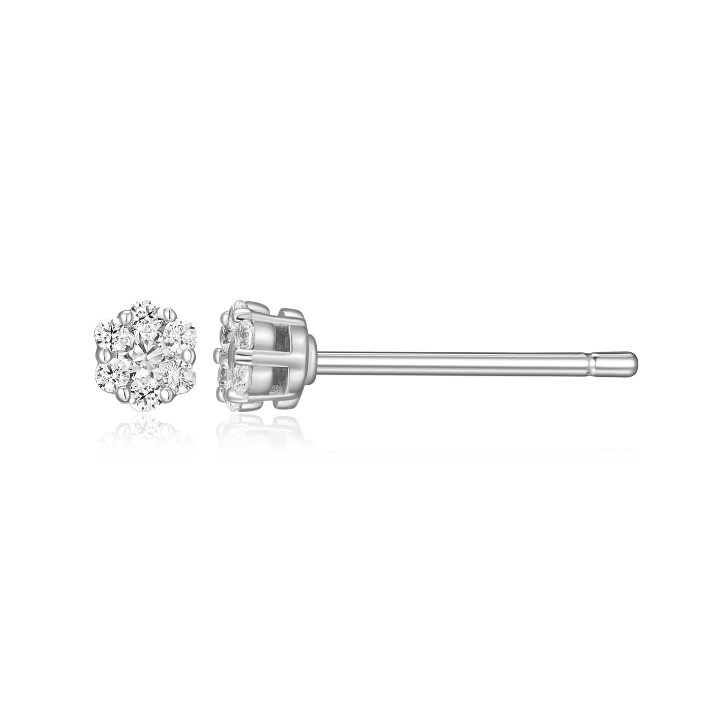 Petite Hex Cluster Lab-Created Diamond Stud Earrings in Rhodium-Plated Sterling Silver | M by Monte Luna