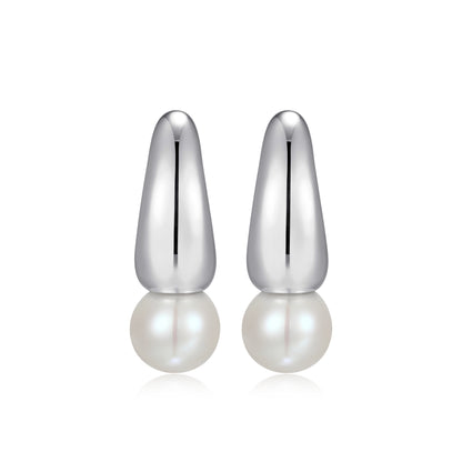 RE0207W - Freshwater Pearl J-Huggie Earrings | reign