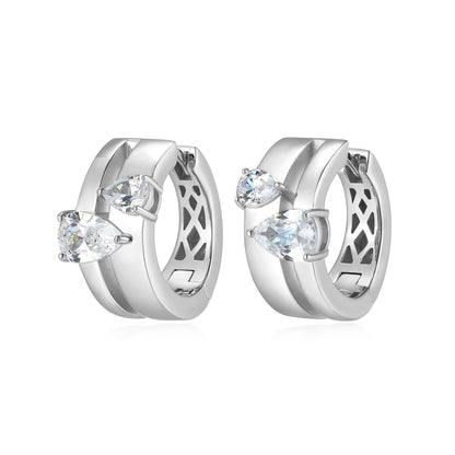 RE0173W - Modern Pear-Cut CZ Hoop Earrings | reign