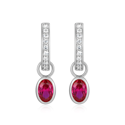 BE0227W - July Birthstone Charm Huggie Earrings | m by monte luna