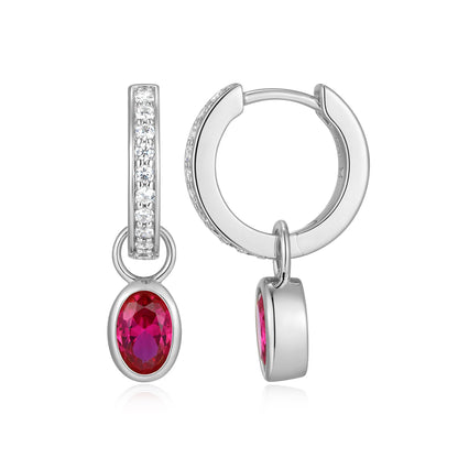 BE0227W - July Birthstone Charm Huggie Earrings | m by monte luna