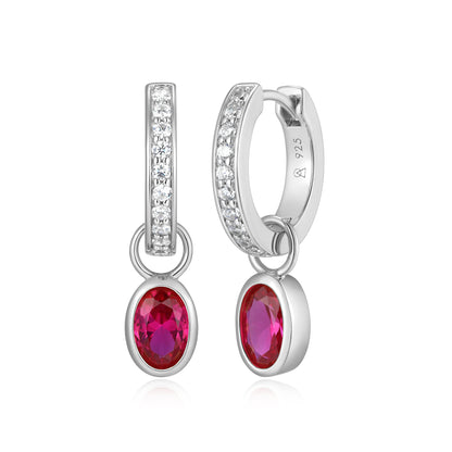 BE0227W - July Birthstone Charm Huggie Earrings | m by monte luna